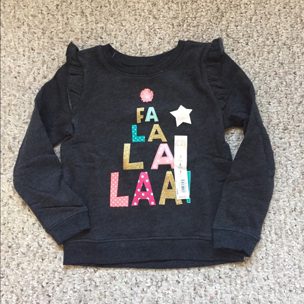 Jumping Beans Girls' Gray Christmas Holiday Fa La La Sweatshirt Top Size 5